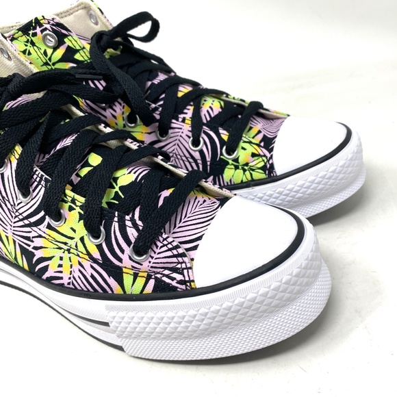 Converse Ctas Lift Platform Shoes Women Kids Pink Black Canvas High Top A01201C - Picture 4 of 10